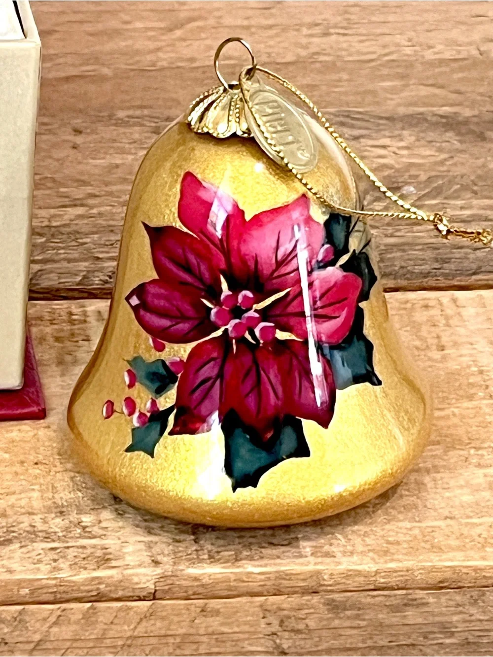 Pier 1 Li Bien 2016 Poinsettia Bell Ornament Boxed